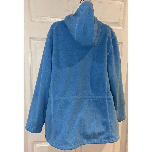 Lands End Women’s Blue Fleece Full Zip Jacket Drawstring with Hood Size XL 18-20 - Picture 3 of 12